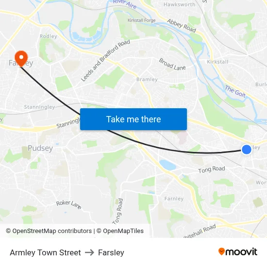 Armley Town Street to Farsley map