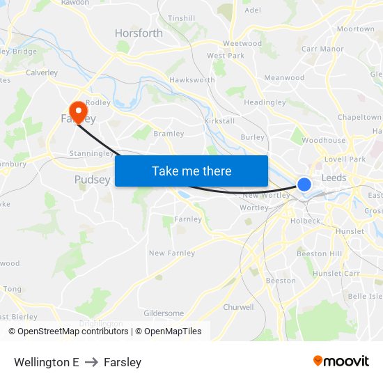 Wellington E to Farsley map