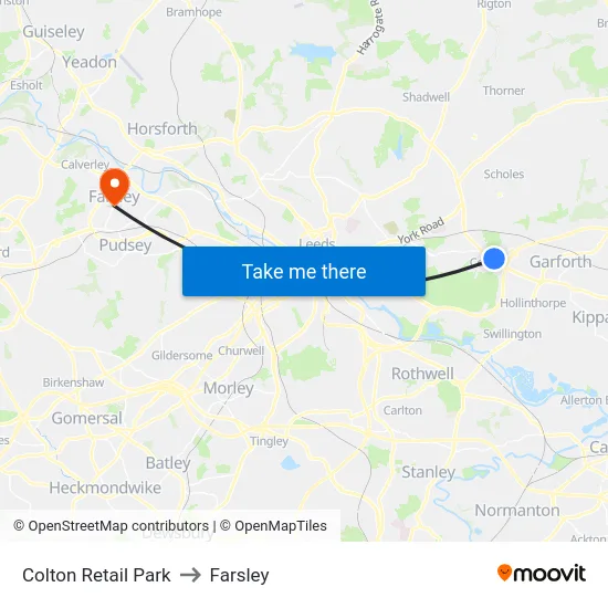 Colton Retail Park to Farsley map