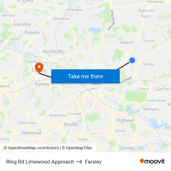 Ring Rd Limewood Approach to Farsley map