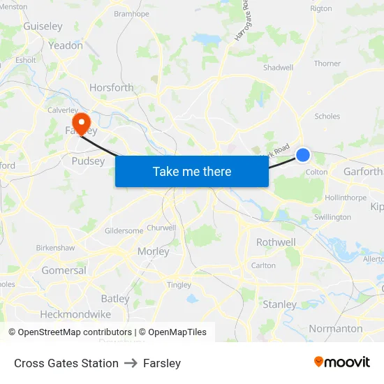Cross Gates Station to Farsley map