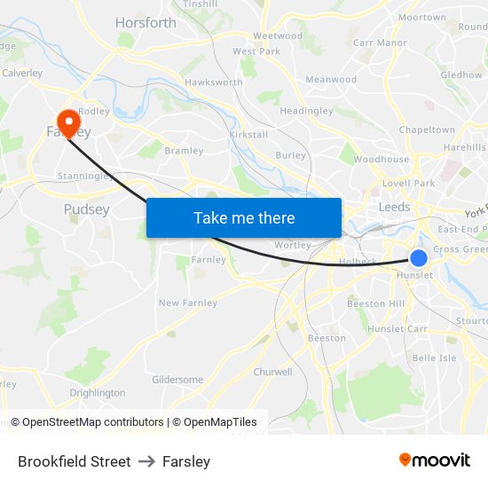 Brookfield Street to Farsley map