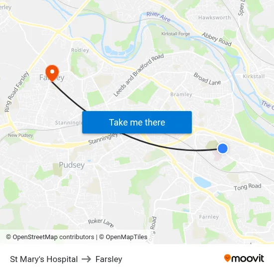 St Mary's Hospital to Farsley map