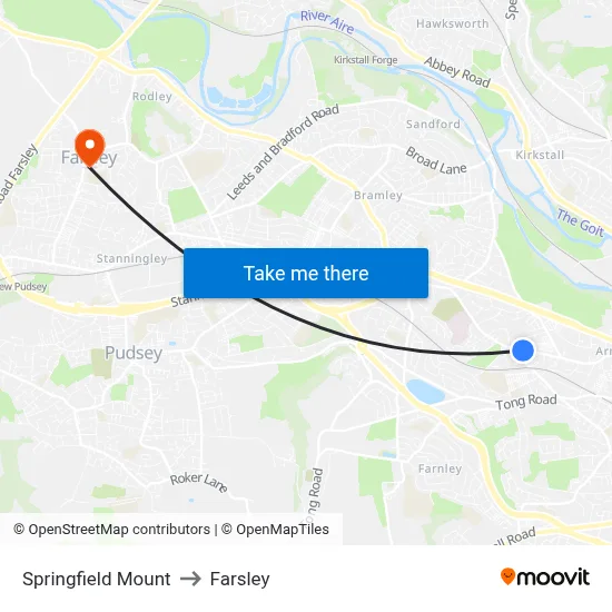 Springfield Mount to Farsley map