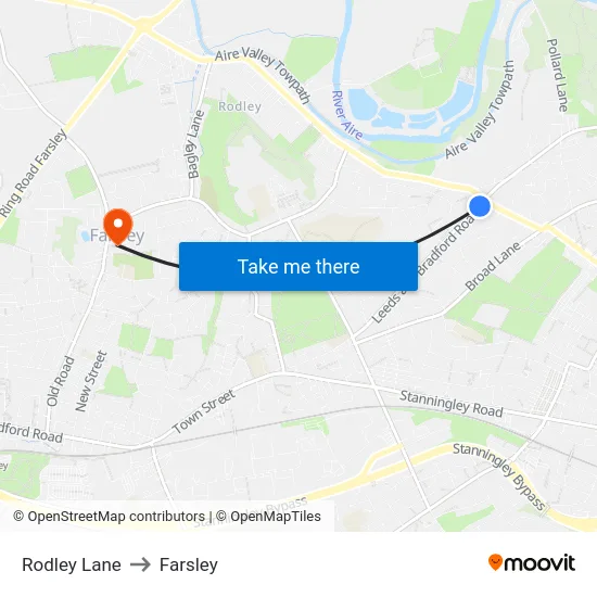 Rodley Lane to Farsley map