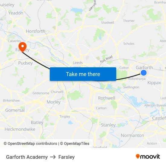 Garforth Academy to Farsley map