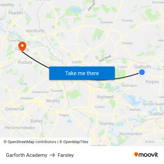 Garforth Academy to Farsley map