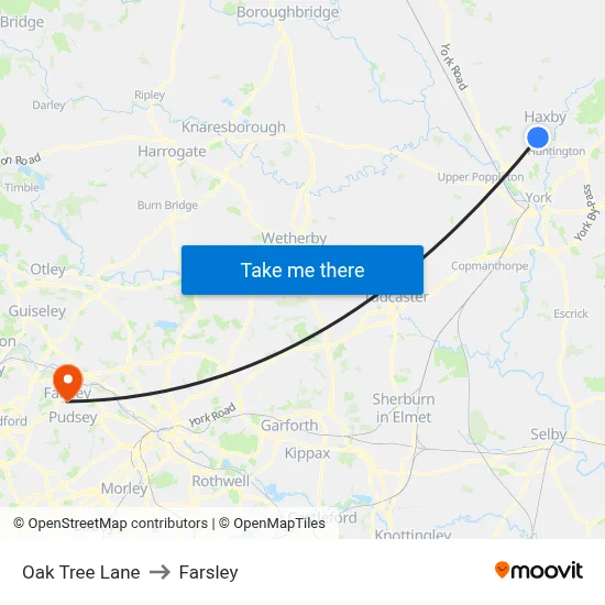 Oak Tree Lane to Farsley map