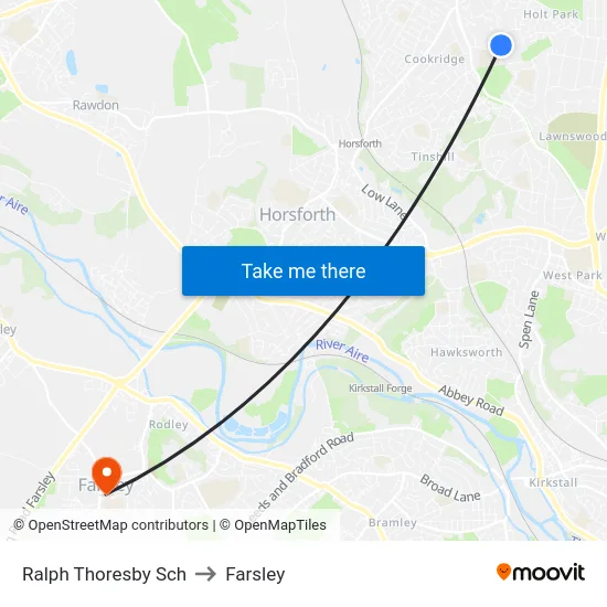 Ralph Thoresby Sch to Farsley map