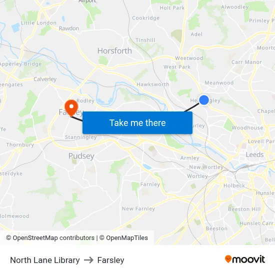 North Lane Library to Farsley map
