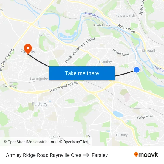 Armley Ridge Road Raynville Cres to Farsley map