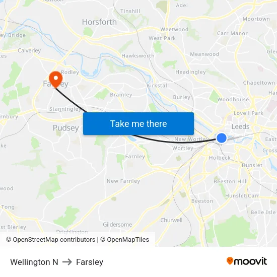 Wellington N to Farsley map