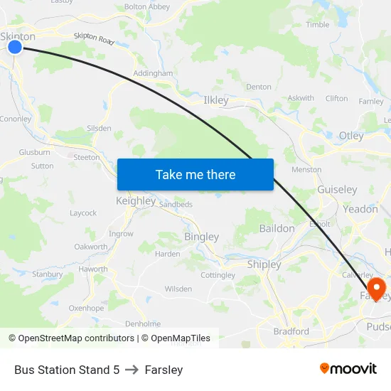 Bus Station Stand 5 to Farsley map