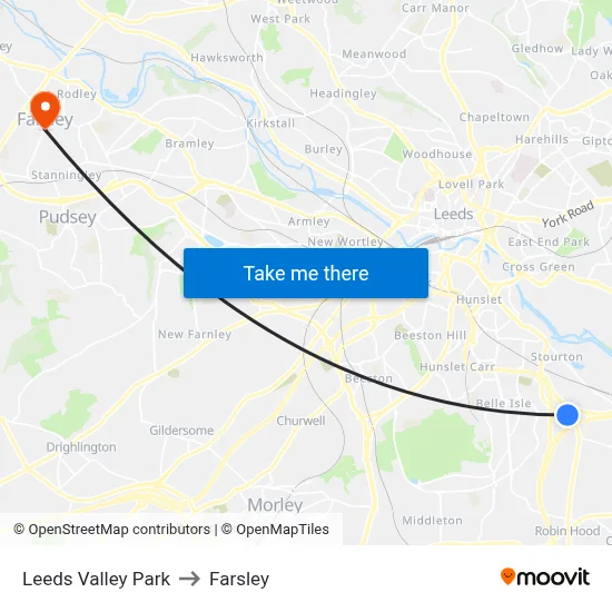 Leeds Valley Park to Farsley map