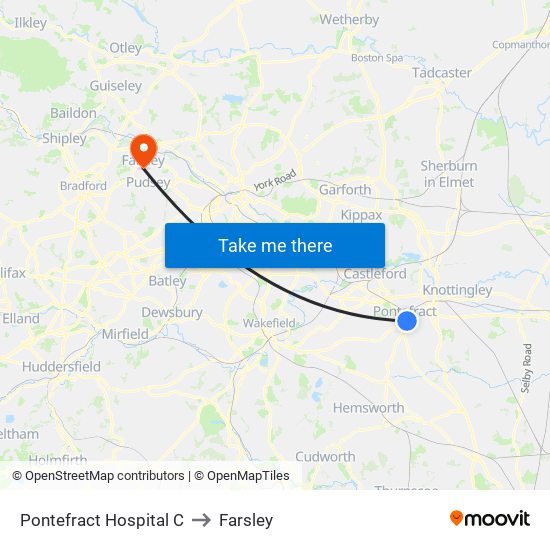 Pontefract Hospital C to Farsley map