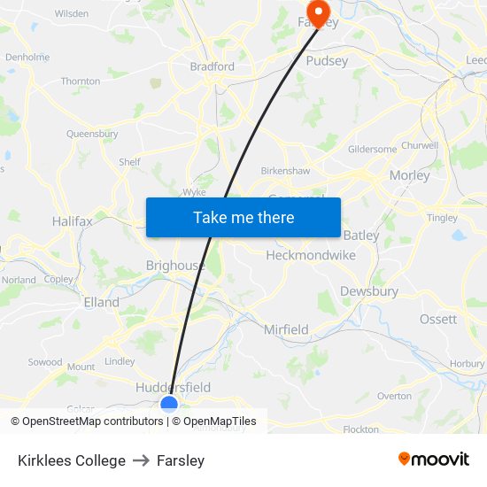 Kirklees College to Farsley map