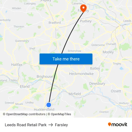 Leeds Road Retail Park to Farsley map