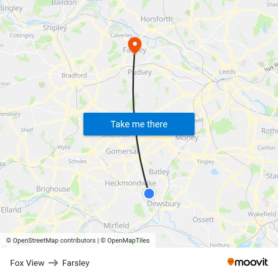 Fox View to Farsley map