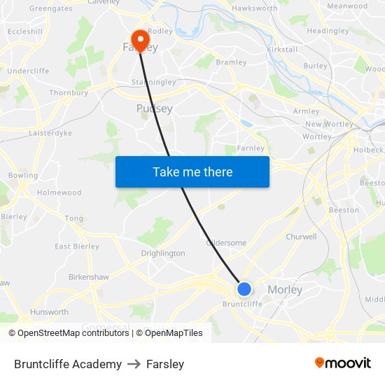 Bruntcliffe Academy to Farsley map