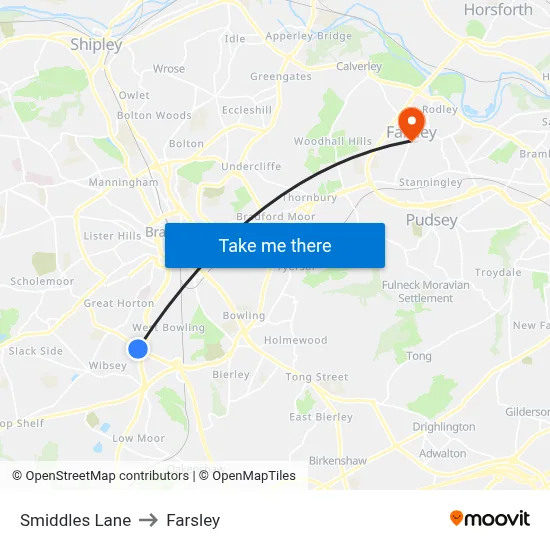 Smiddles Lane to Farsley map