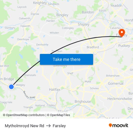 Mytholmroyd New Rd to Farsley map