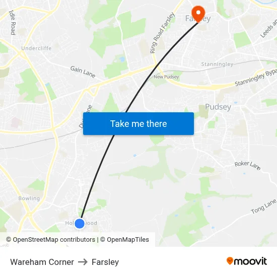 Wareham Corner to Farsley map