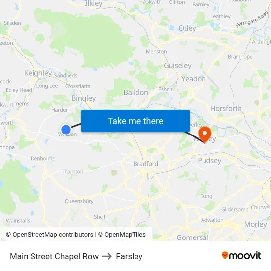 Main Street Chapel Row to Farsley map