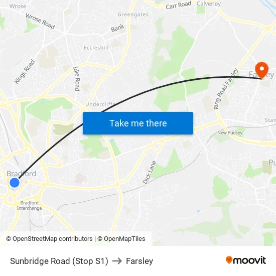 Sunbridge Road (Stop S1) to Farsley map