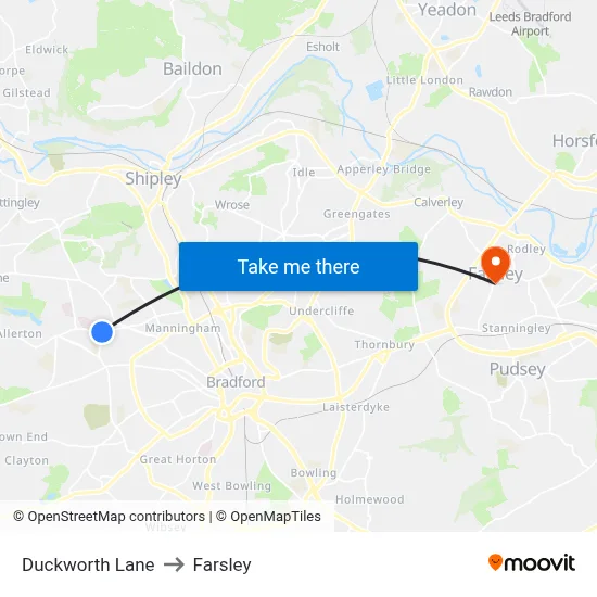 Duckworth Lane to Farsley map