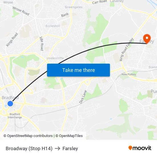 Broadway (Stop H14) to Farsley map