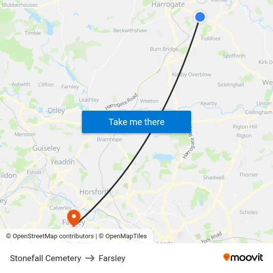 Stonefall Cemetery to Farsley map