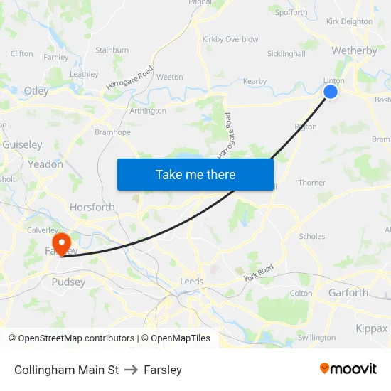 Collingham Main St to Farsley map