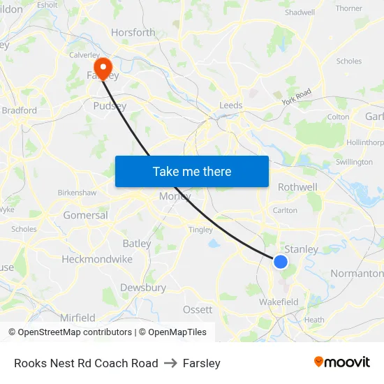 Rooks Nest Rd Coach Road to Farsley map
