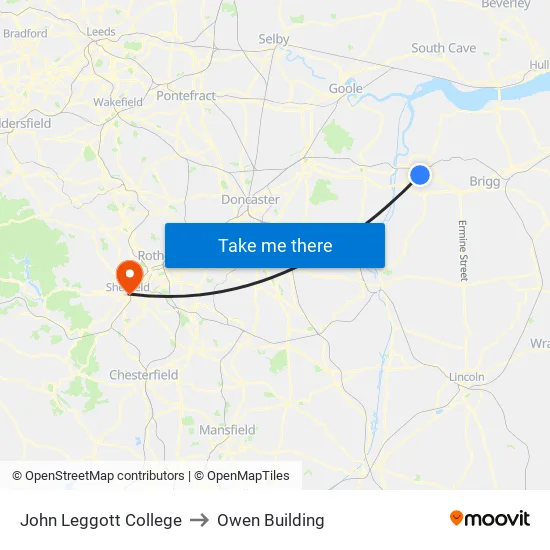 John Leggott College to Owen Building map