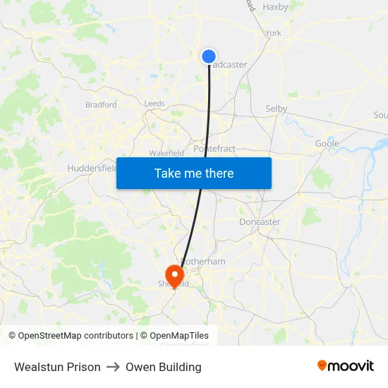Wealstun Prison to Owen Building map