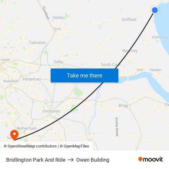 Bridlington Park And Ride to Owen Building map