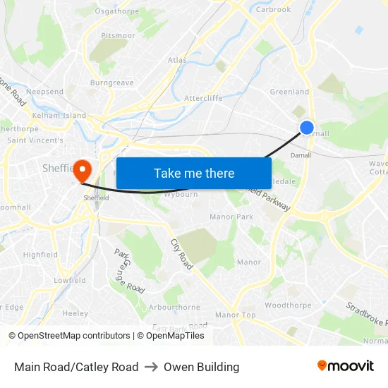 Main Road/Catley Road to Owen Building map
