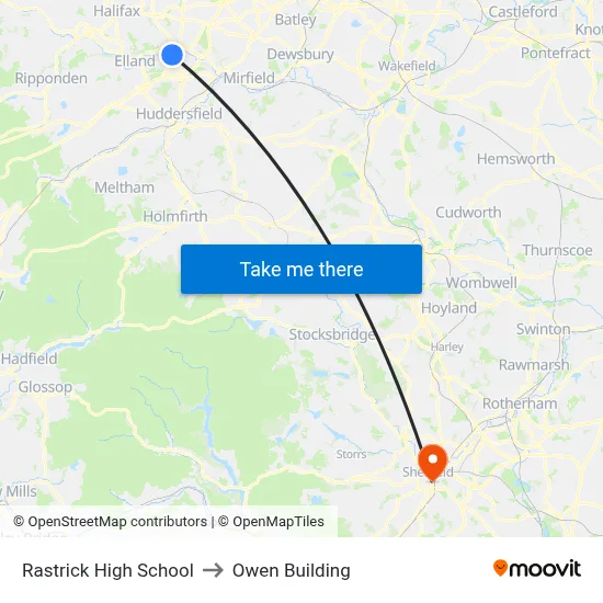 Rastrick High School to Owen Building map