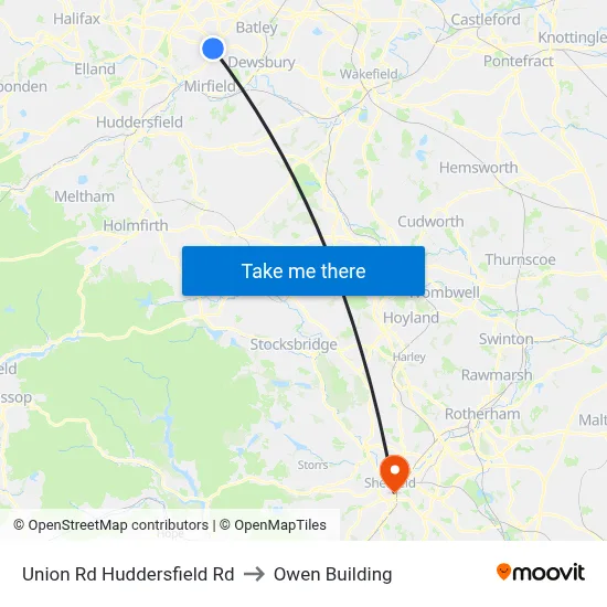 Union Rd Huddersfield Rd to Owen Building map