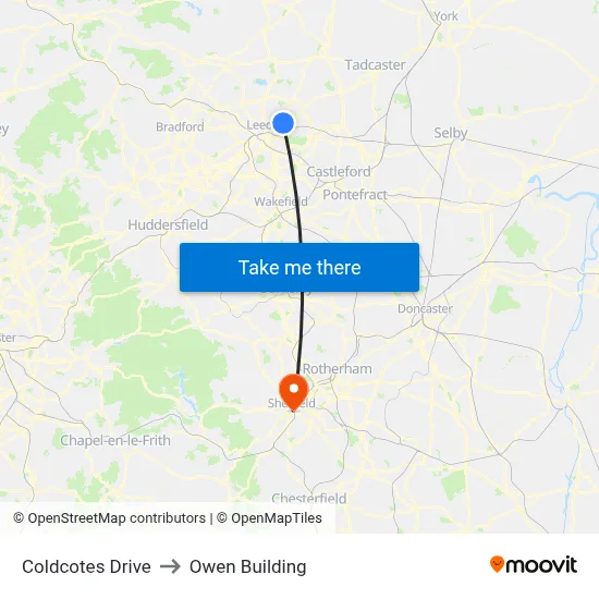 Coldcotes Drive to Owen Building map
