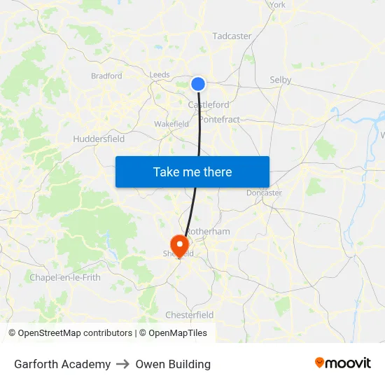 Garforth Academy to Owen Building map