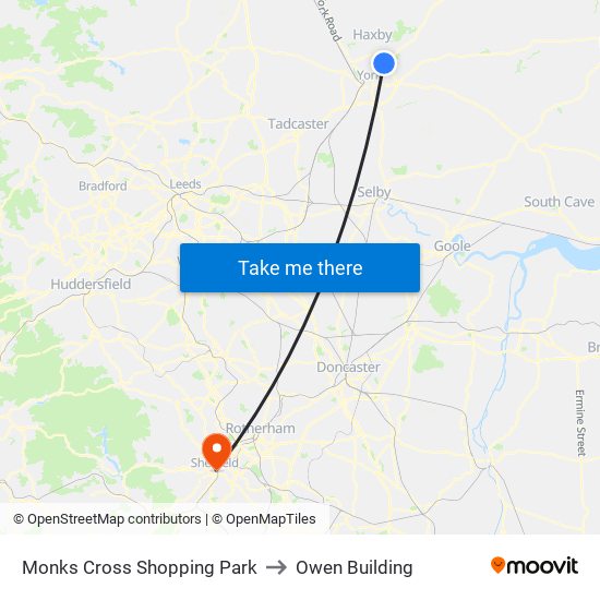 Monks Cross Shopping Park to Owen Building map