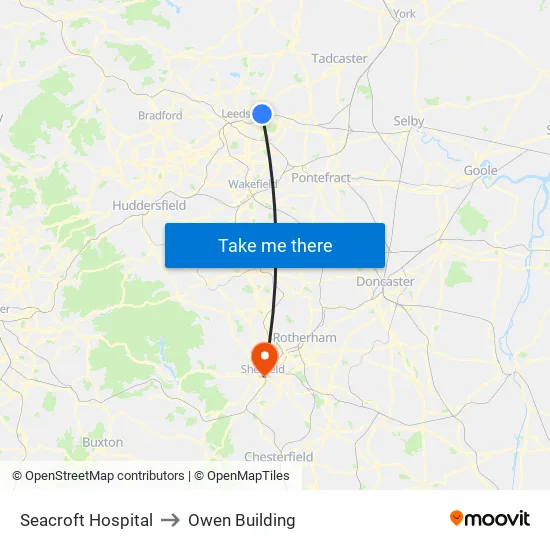 Seacroft Hospital to Owen Building map