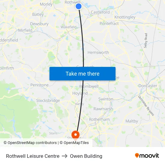 Rothwell Leisure Centre to Owen Building map