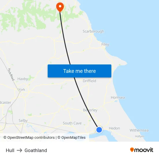 Hull to Goathland map