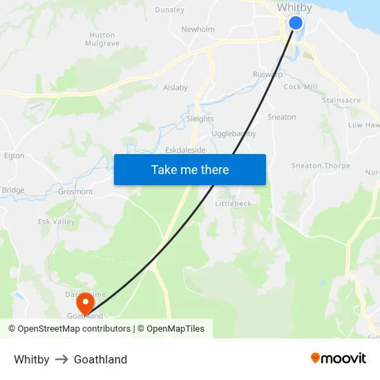 Whitby to Goathland map