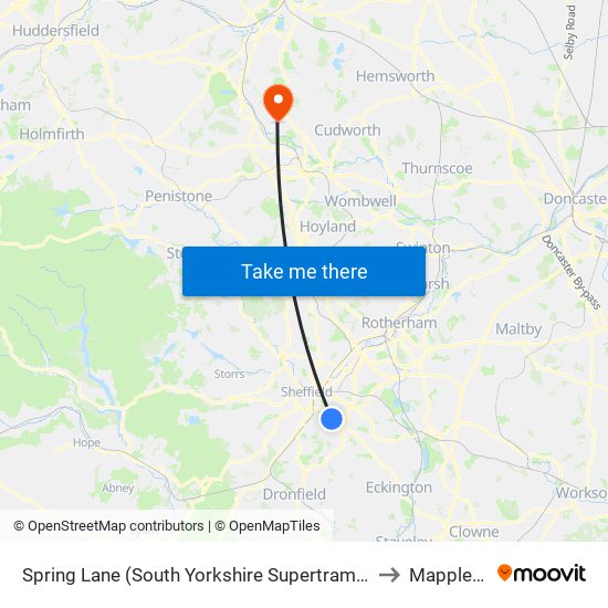 Spring Lane (South Yorkshire Supertram), Fairleigh to Mapplewell map