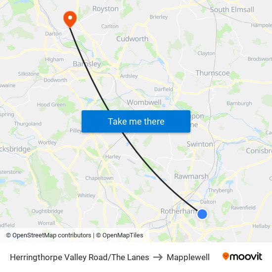 Herringthorpe Valley Road/The Lanes to Mapplewell map