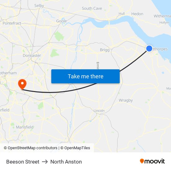 Beeson Street to North Anston map