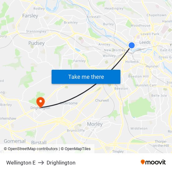 Wellington E to Drighlington map